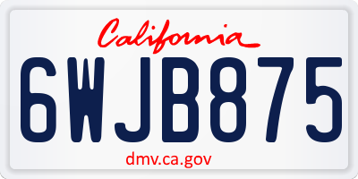 CA license plate 6WJB875