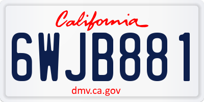 CA license plate 6WJB881