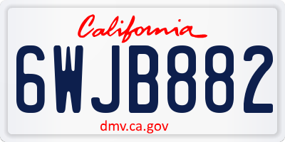 CA license plate 6WJB882