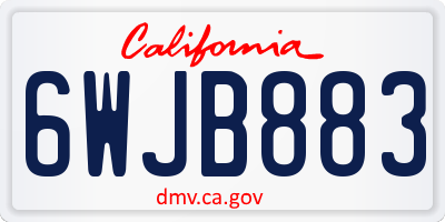 CA license plate 6WJB883