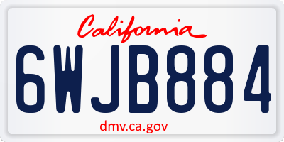 CA license plate 6WJB884