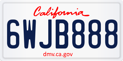 CA license plate 6WJB888