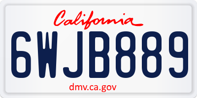 CA license plate 6WJB889