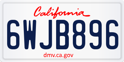 CA license plate 6WJB896