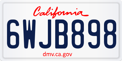 CA license plate 6WJB898