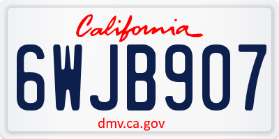 CA license plate 6WJB907