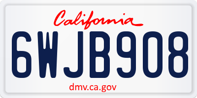 CA license plate 6WJB908