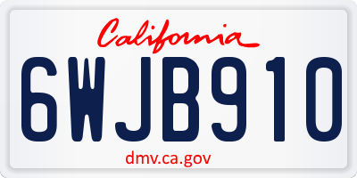 CA license plate 6WJB910