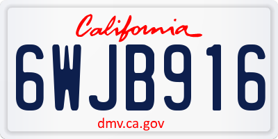 CA license plate 6WJB916