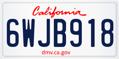 CA license plate 6WJB918