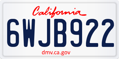 CA license plate 6WJB922