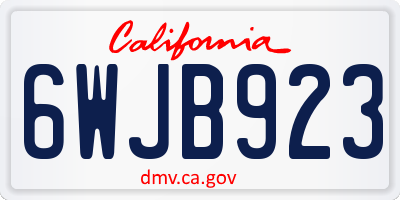 CA license plate 6WJB923