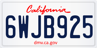 CA license plate 6WJB925