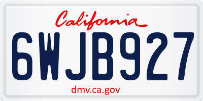 CA license plate 6WJB927