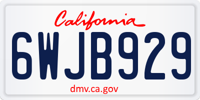 CA license plate 6WJB929