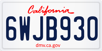CA license plate 6WJB930