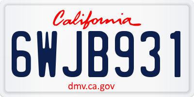 CA license plate 6WJB931