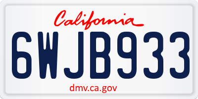 CA license plate 6WJB933