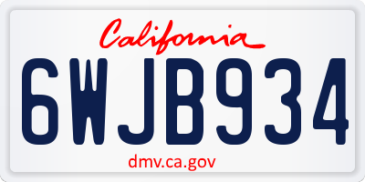 CA license plate 6WJB934