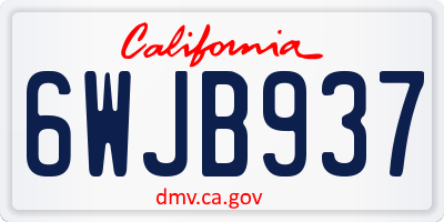 CA license plate 6WJB937