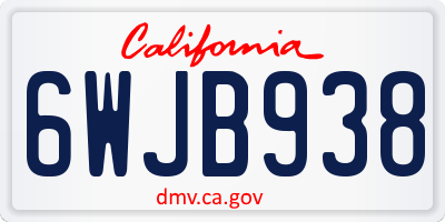 CA license plate 6WJB938