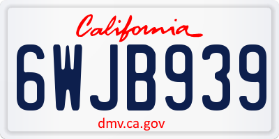 CA license plate 6WJB939