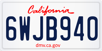 CA license plate 6WJB940