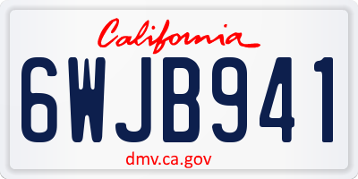 CA license plate 6WJB941