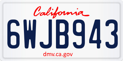 CA license plate 6WJB943