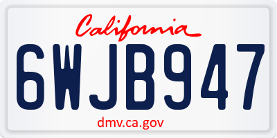 CA license plate 6WJB947