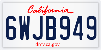 CA license plate 6WJB949