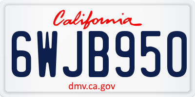 CA license plate 6WJB950