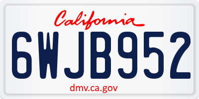 CA license plate 6WJB952