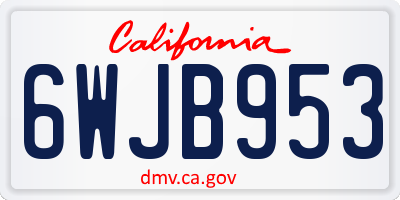 CA license plate 6WJB953