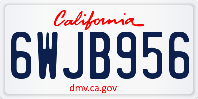 CA license plate 6WJB956