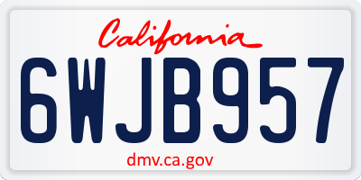 CA license plate 6WJB957