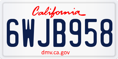 CA license plate 6WJB958