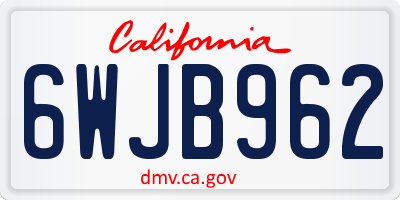 CA license plate 6WJB962