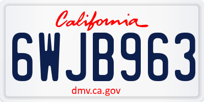 CA license plate 6WJB963