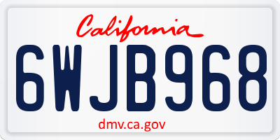 CA license plate 6WJB968