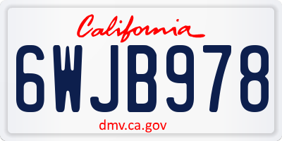 CA license plate 6WJB978