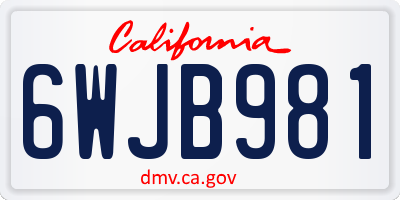 CA license plate 6WJB981
