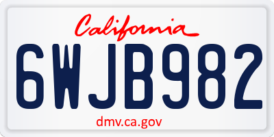 CA license plate 6WJB982