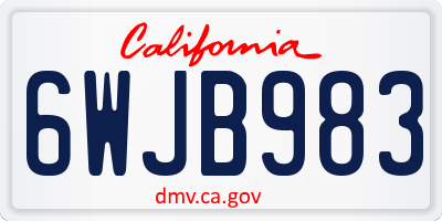 CA license plate 6WJB983