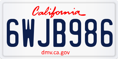 CA license plate 6WJB986