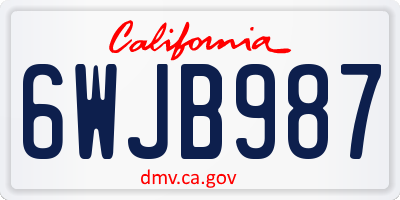 CA license plate 6WJB987