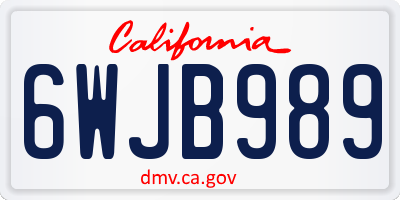 CA license plate 6WJB989