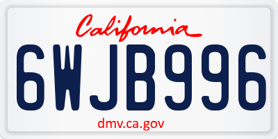 CA license plate 6WJB996