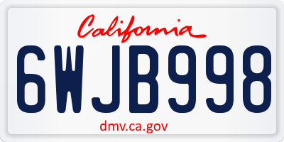 CA license plate 6WJB998