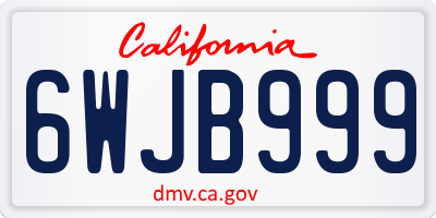 CA license plate 6WJB999